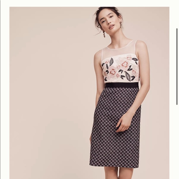 Anthro Loredana Dress by Moulinette Soeurs Size 4 Floral Embroidered Pencil - Picture 2 of 13